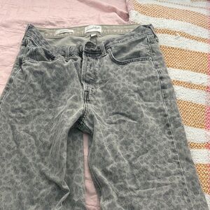 Mid rise leopard style jeans